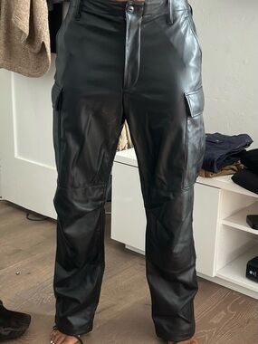 rag & bone Black Faux Leather Cargo Pants for Men